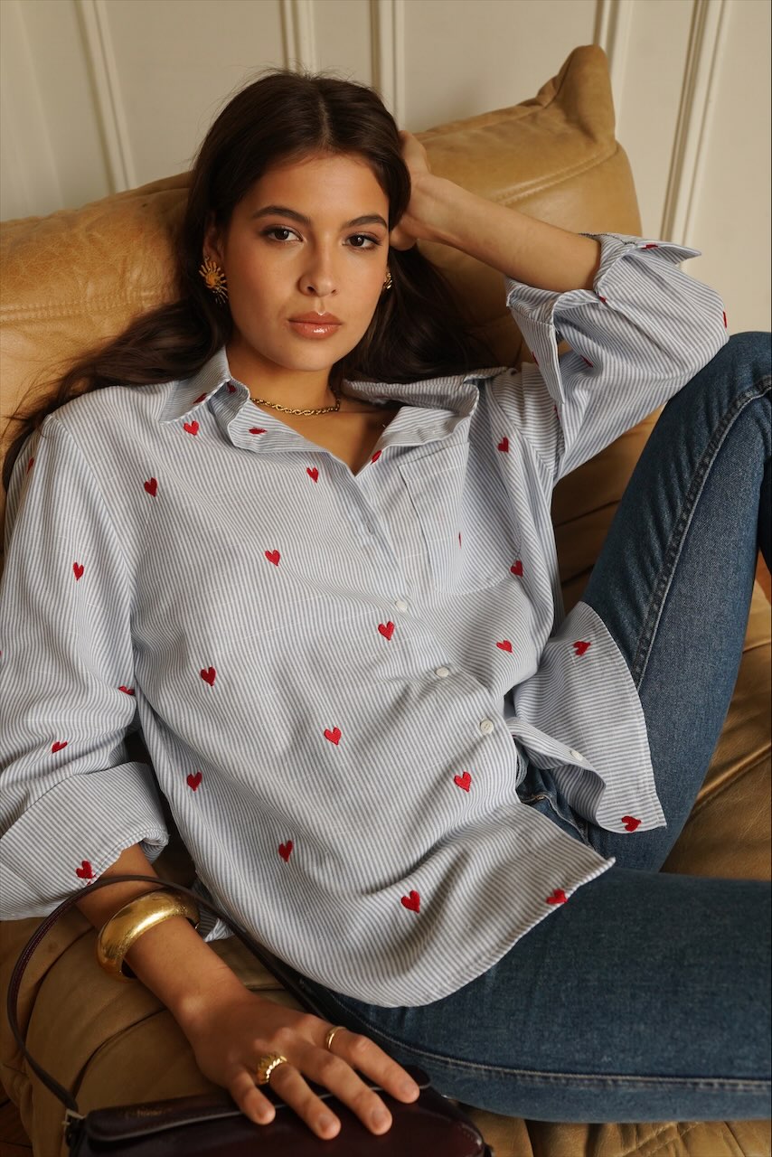 Blusa Juliette Corazones Celeste