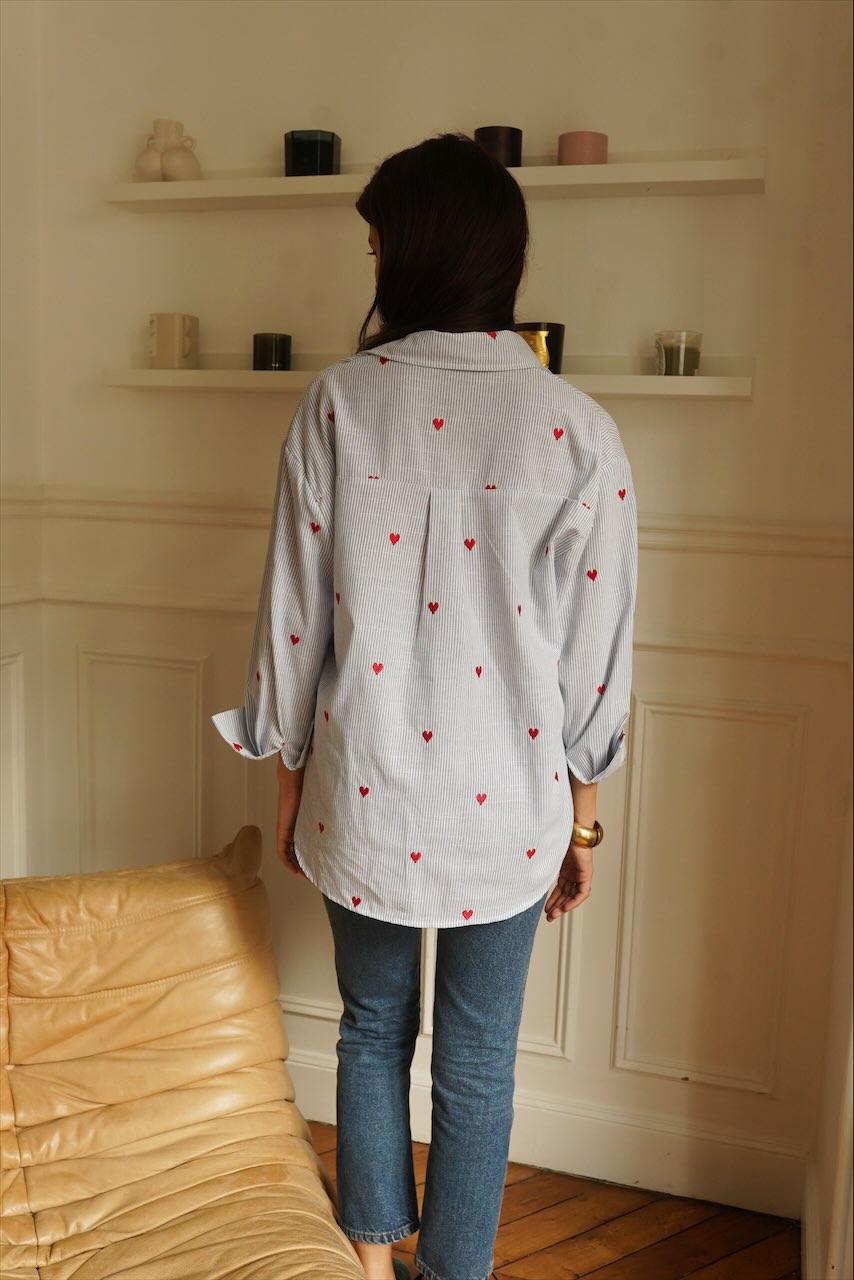 Blusa Juliette Corazones Celeste