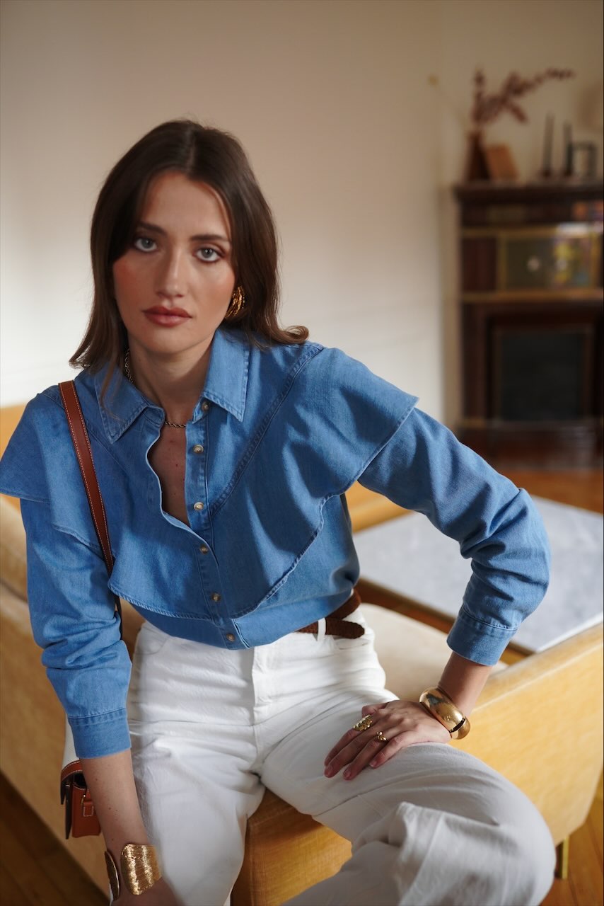 Blusa Amélie con Volante Denim