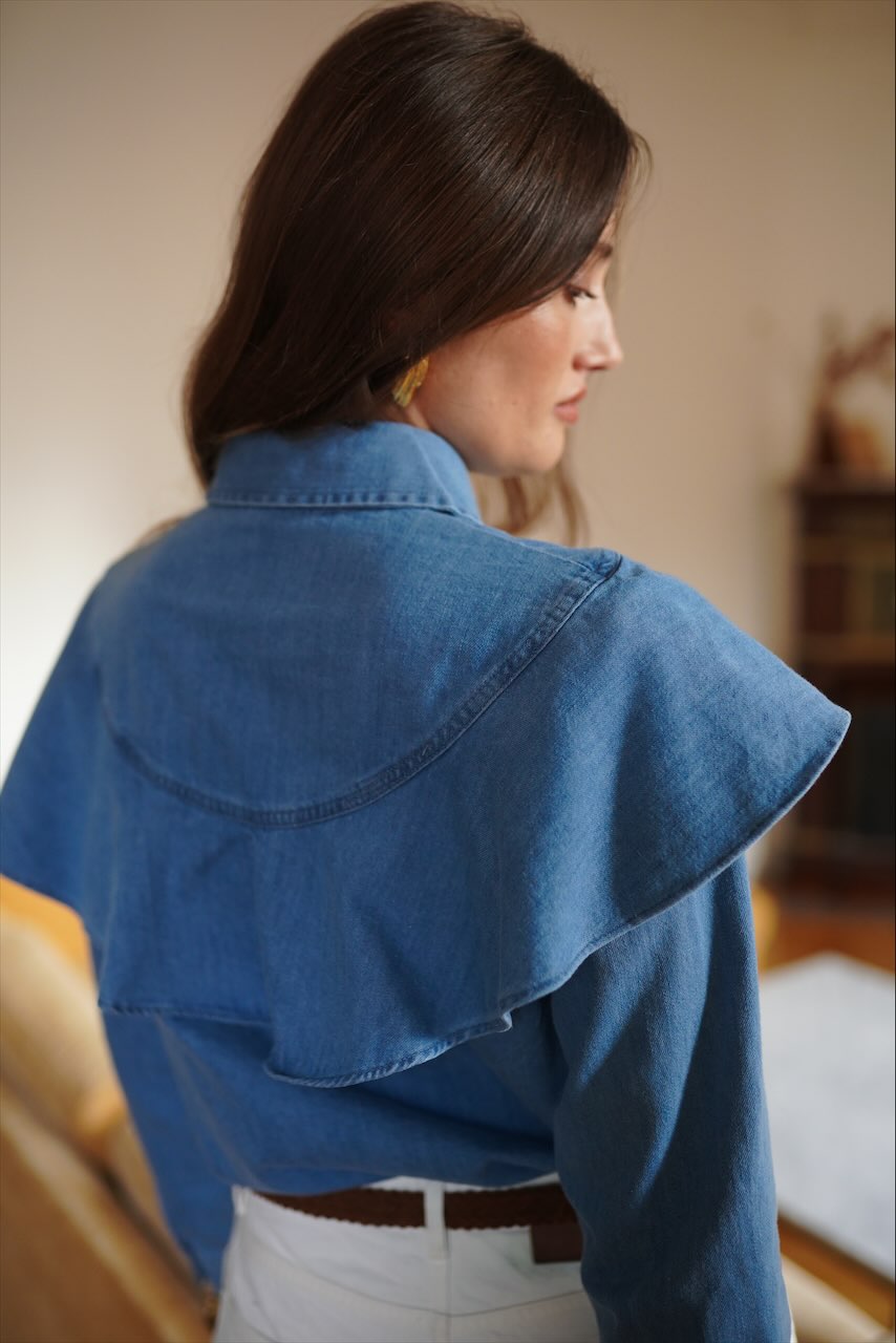 Blusa Amélie con Volante Denim