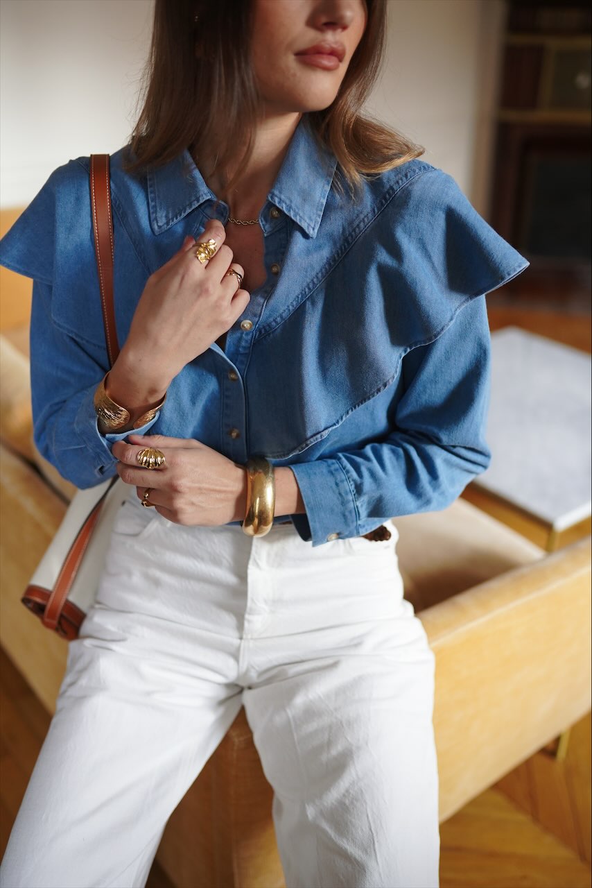 Blusa Amélie con Volante Denim